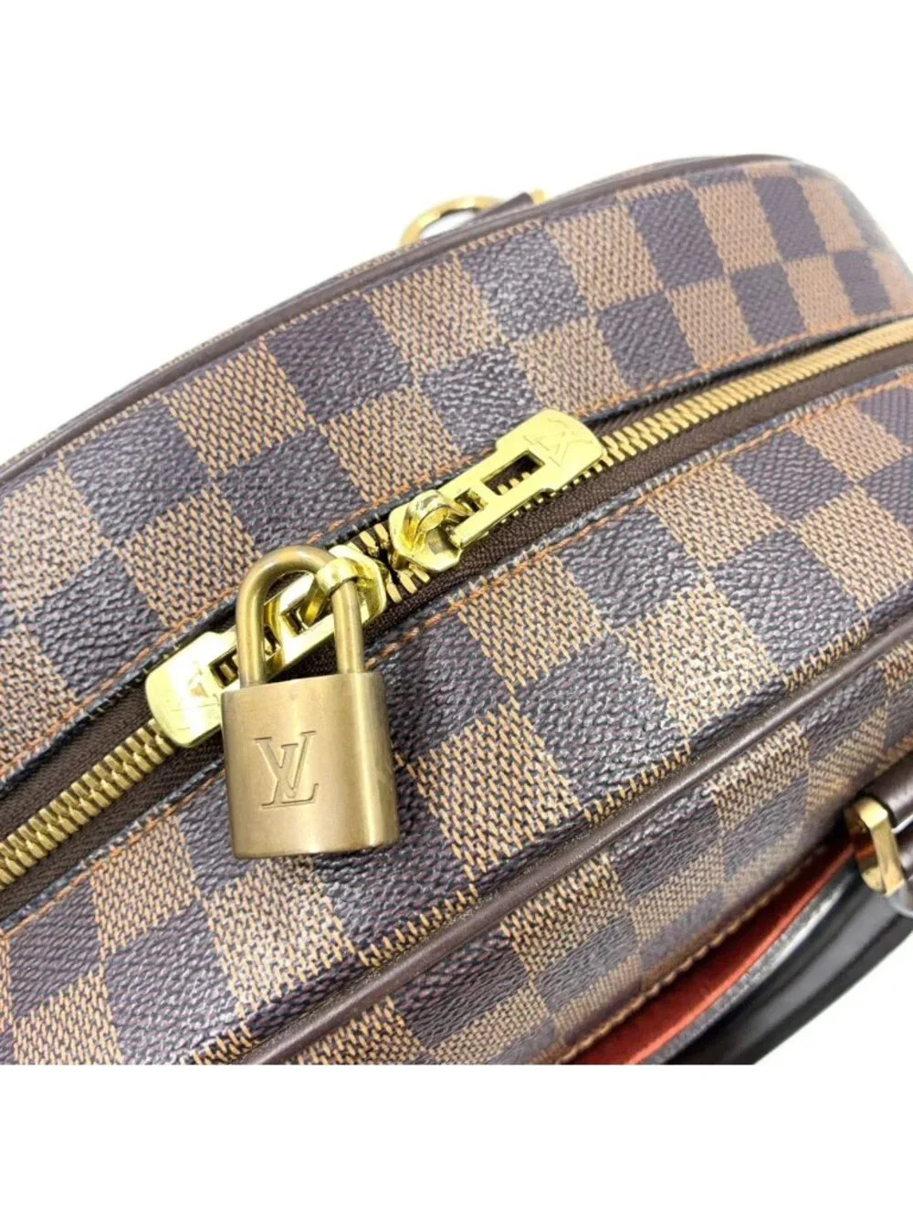 Louis Vuitton Nolita Damier Ebene Leather Brown Handbag Gold